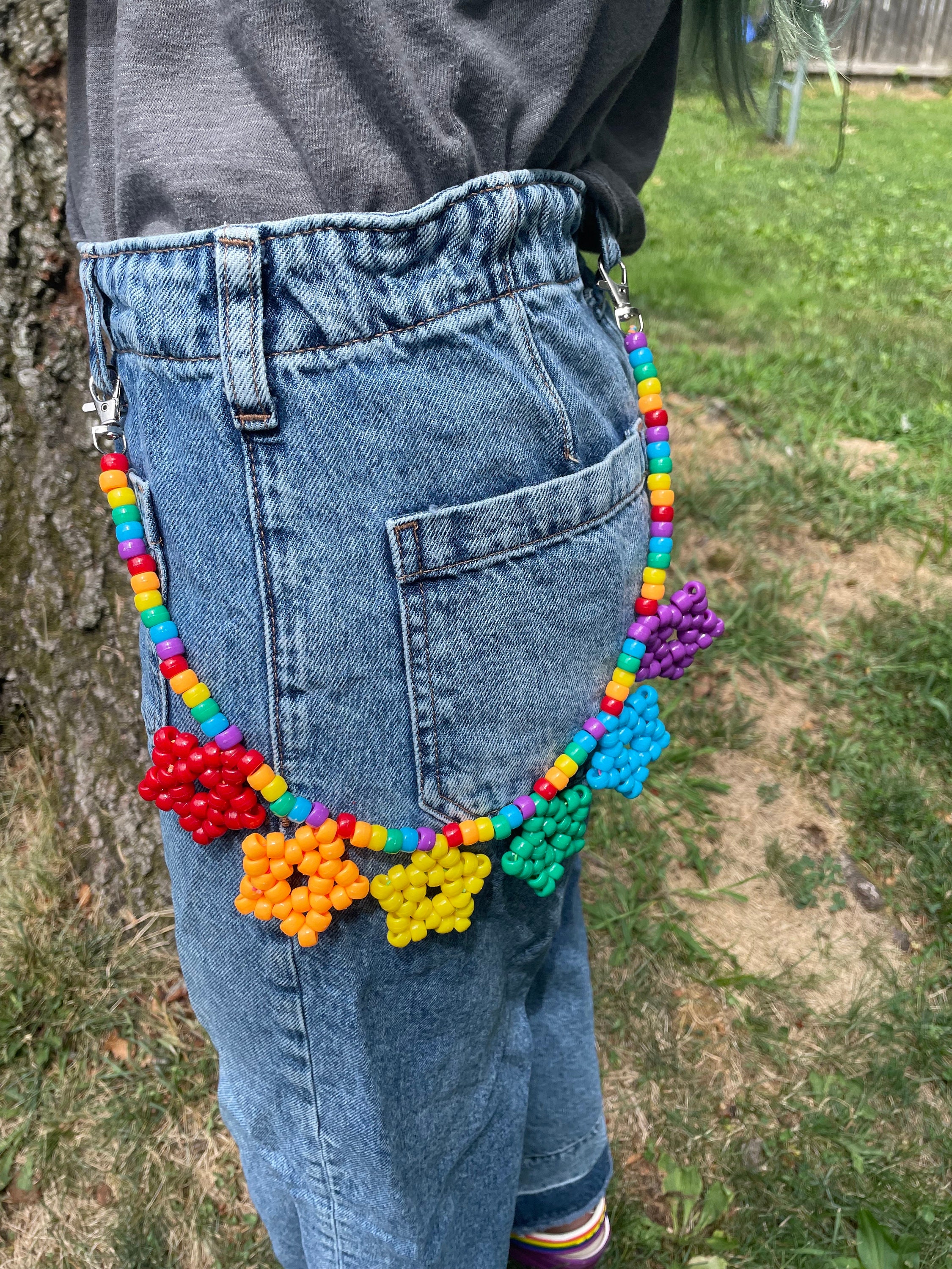 Rainbow Kandi Star Belt Loop Chain - Etsy