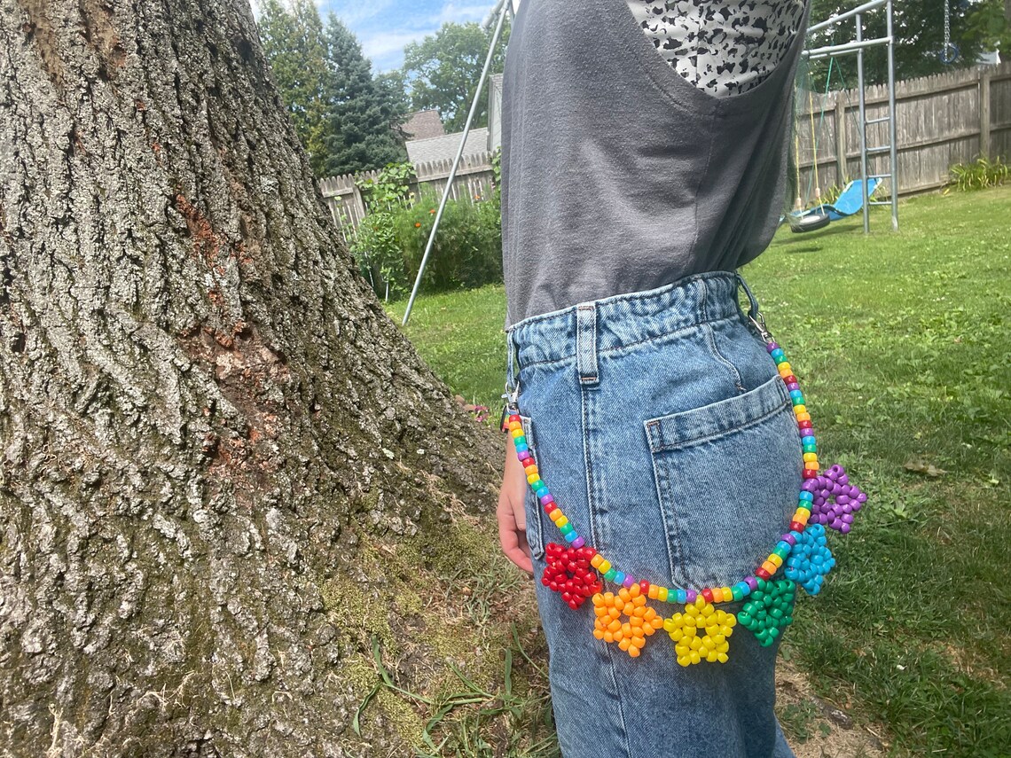 Kandi Loop Rainbow Kandi Star Belt Loop Chain - Etsy