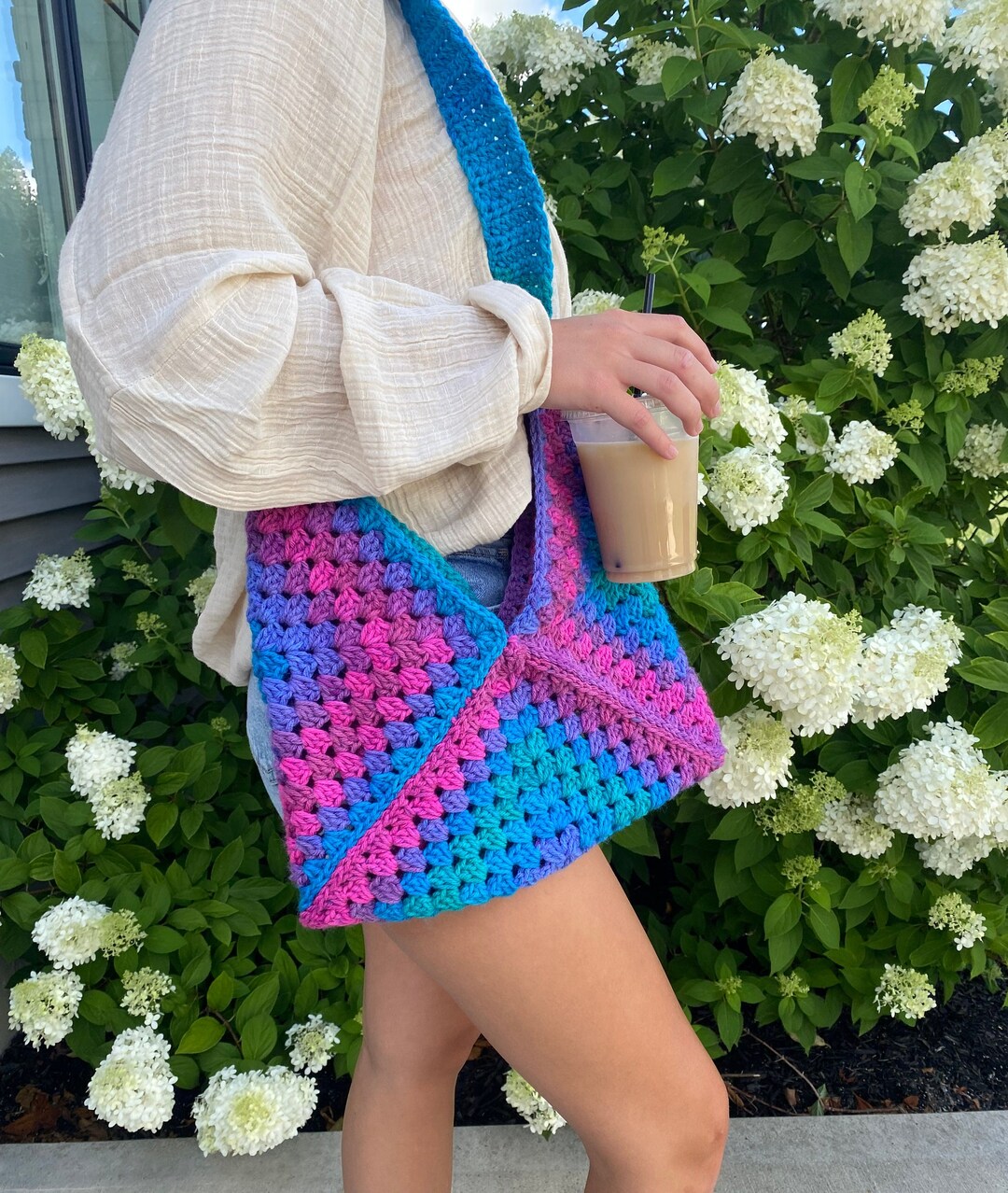 Solid Color Crochet Knitted Shoulder Bag