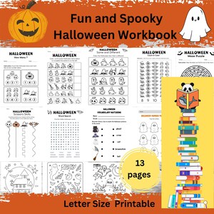 Fun and Spooky Halloween Workbook for Kids - Printable Activity Book with Coloring, Puzzles, and Games - Perfect for Halloween Learning!