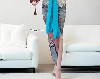 Stylish Batik Split Side Span Skirt for Work Graduation and Special Occasions,Batik Pattern Skirt,Wrap Skirt,Batik Skirt,Ethnic Batik