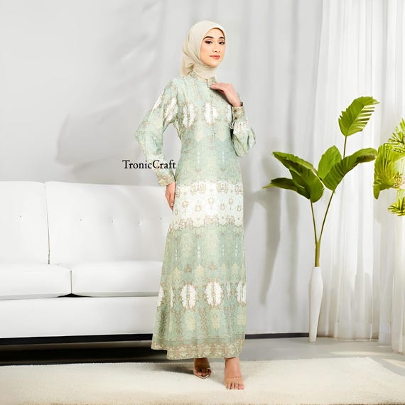 green emerald velvet dress Dubai Sage Green Muslim Evening Dress High Neck Women Wedding Party SS630 Sage Green / 14
