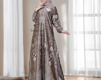 Vestido Alia Gamis Motivo moderno y elegante para fiesta, vestido musulmán, vestido musulmán de boda, atuendo musulmán para mujer, vestido islámico para mujer, vestido islámico