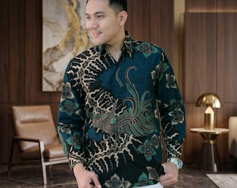 Full Lined Batu Raden Batik Men's Shirt Modern Long Sleeve Formal Top