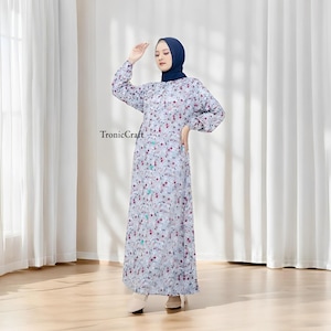 Flo Dress Gamis Floral Motif Elegant Muslimah Gamis, Comfortable for Daily and Special Occasions,Muslim Dress,Muslim Dress Wedding