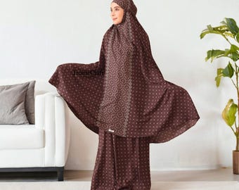 Gemma Travel Mukena 2in1 Set con tappeto da preghiera gratuito Pratico ed elegante, Mukena, abito da preghiera musulmano, abbigliamento da preghiera musulmano, abito da preghiera