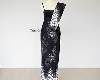 Modern Grey Batik Pencil Skirt Pager Abu Motif Indonesian Batik Bodycon Maxi Skirt