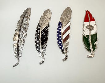 Hat Feather | Cowboy Hat Feather | Silver Feather Hat | Mexican Hat Decor | Western Hat Accessory