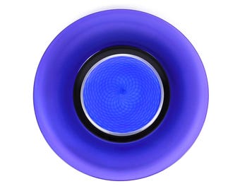 Large 16" Round Blue Art Glass Optical Charger Decorative Centerpiece Plate