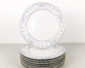 Set of 8 Sheffield "Blue Whisper" Collection 10" Porcelain Dinner Plates