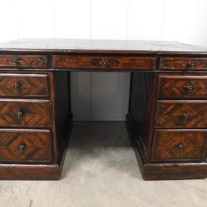 Theodore Alexander Castle Bromwich Collection 3-Part Kneehole Antiqued Wood Desk