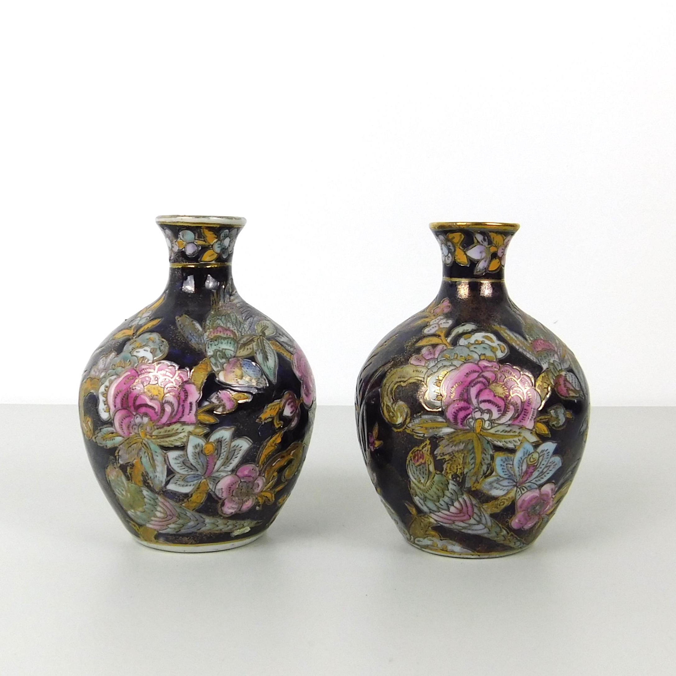 ヴィンテージ 5インチ 陶器 手描き 中国風花瓶 ペア - Etsy 日本