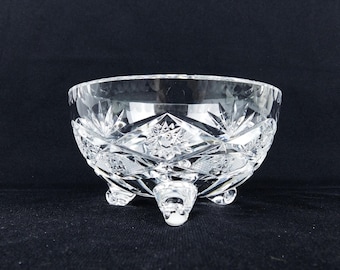 Vintage Small 5" Cut Crystal Footed Glass Bowl
