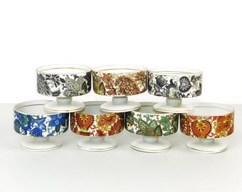 Royal Paisley - Arnart 5th Avenue - Coupes à dessert en porcelaine baies/fruits/sorbets - Lot de 7
