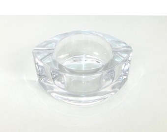 Vintage Daum France Baumann Signed Heavy Crystal Ashtray