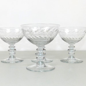 Vintage Set of 4 Cut Crystal Champagne Coupes
