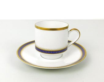 Schumann Bavaria Arzberg (Germany) China - 16pc Tea Cup & Saucer Set - Cobalt Blue and Gold