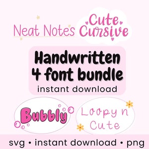 Paquete de fuentes SVG, fuente manuscrita para Procreate, fuente manuscrita para Cricut Girl, fuente para planificador GoodNotes, fuente para tomar notas, fuente para diario digital