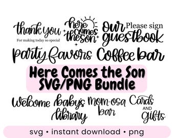 Here comes the son svg bundle signage sunshine shower cricut sign decor svg backdrop here comes the sun bodysuit svg cupcake topper baby son