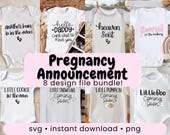 Pregnancy announcement svg bundle cricut png bodysuit baby reveal to husband cute newborn bodysuit gift for baby shower expecting mom gift