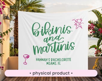 Bikinis und Martinis Banner individuelle Bikinis und Tinis Junggesellinnenabschied Tapisserie Sommer Strand Thema Schild Junggesellinnenabschied Martinis Thema