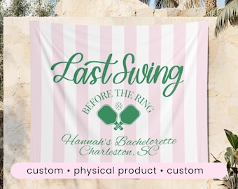 Last swing before the ring pickleball bachelorette banner custom party decor last swing bachelorette sign personalized pickleball tapestry