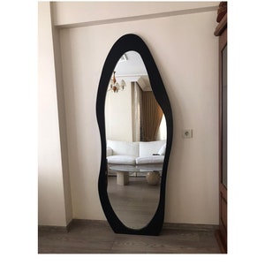 Wavy Irregular Mirror, Curvy Full Length Mirror, Full Body Mirror, Frameless Floor Mirror, Asymmetric Large Mirror, Asymmetrical Mirror