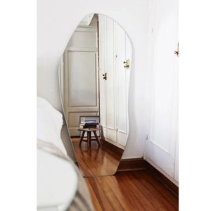 Full Length Mirror Curvy , Full Body Mirror, Frameless Floor Mirror, Wavy Irregular Mirror, Asymmetric Large Mirror, Asymmetrical Mirror