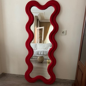 Full Length Mirror, Full Body Floor Mirror, Wavy Irregular Mirror, Squiggle Mirror Bedroom, Asymmetric Large Mirror, Asymmetrical Mirror