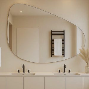 Large Asymmetrical Mirror, Irregular Wall Mirror, Frameless Asymmetric Mirror, Bedroom Mirror, Wavy Wall Mirror, Pond Wall Mirror