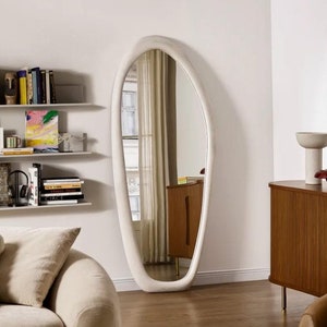 Full Length Mirror, Full Body Floor Mirror, Wavy Irregular Mirror, Aesthetic Asymmetrical Mirror, Asymmetric Large Mirror, Squiggle Mirror