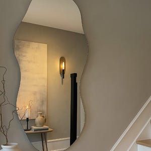 Asymmetrical Mirror Horizantal, Full Length Mirror, Full Body Mirror, Frameless Floor Mirror, Wavy Irregular Mirror, Asymmetric Large Mirror