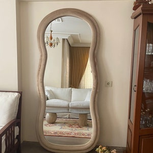 Floor Mirror Asymmetric , Full Body Mirror, Wavy Wall Mirror, Large Asymmetric Mirror, Curvy Full-length Mirror, Irregular Mirror Bedroom
