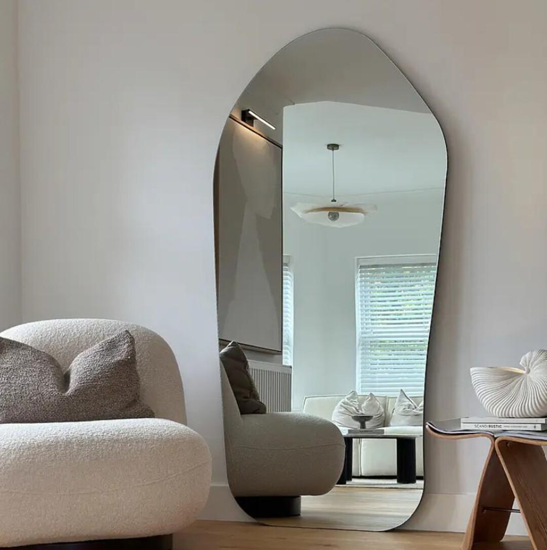Wavy Full Length Mirror: Asymmetrical Frameless Floor Mirror - Etsy