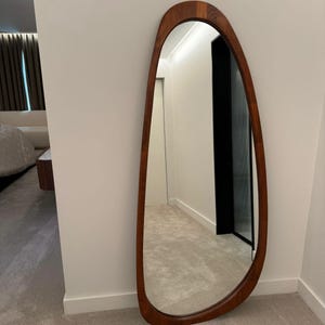 Solid Wood Irregular Mirror, Asymmetrical Large Mirror, Oak Wood Mirror, Walnut Wall Mirror, Wooden Framed Mirror, Mid Century Mirror Wall