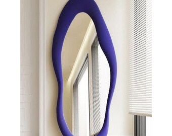 Full Length Mirror, Full Body Floor Mirror, Wavy Irregular Mirror, Aesthetic Asymmetrical Mirror, Asymmetric Large Mirror, Squiggle Mirror