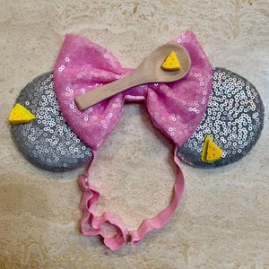 Ratatouille inspired Mickey / Minnie Mouse ears BABY headband. Matching Style for mommy or big sis. lightweight.