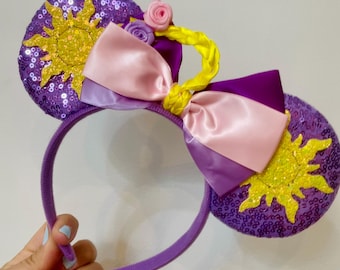 Tangled / Rapunzel inspired Mickey / Minnie Mouse ears headband. lightweight. standard size.