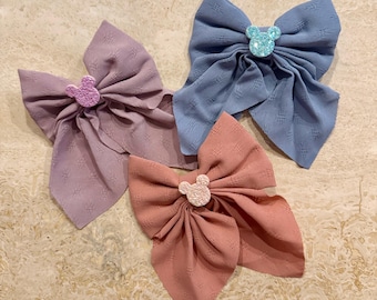 Mickey Mouse Hair Bows, Disney Hair Clips, Set of 3