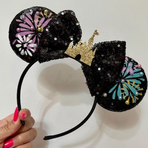 Magic Kingdom Fireworks inspired Mickey / Minnie Mouse ears headband. Happily Ever after Disney headband. lightweight.