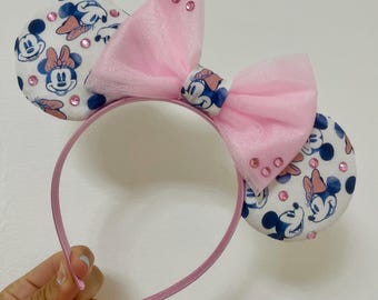 Tiara com orelhas da Minnie Mouse: Tiara rosa da Disney, tamanho padrão