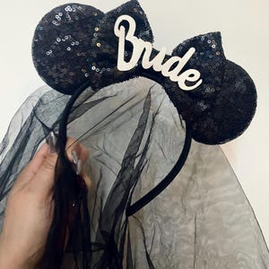 BRIDE / Disney wedding, honeymoon, just married inspired Mickey / Minnie Mouse ears headband. two options.