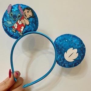 Lilo and Stitch inspired Mickey / Minnie Mouse ears headband. Disney headband. Disney ears. lightweight. standard size.