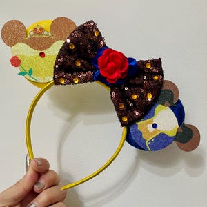 Beauty & The Beast inspired Mickey / Minnie Mouse ears headband. Disney headband. Disney mouse ears. Belle Headband. lightweight.