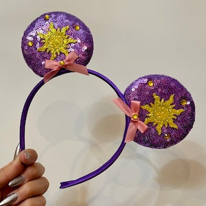 Tangled RAPUNZEL inspired Mickey / Minnie Mouse ears headband. lightweight. standard size. Disney headband.
