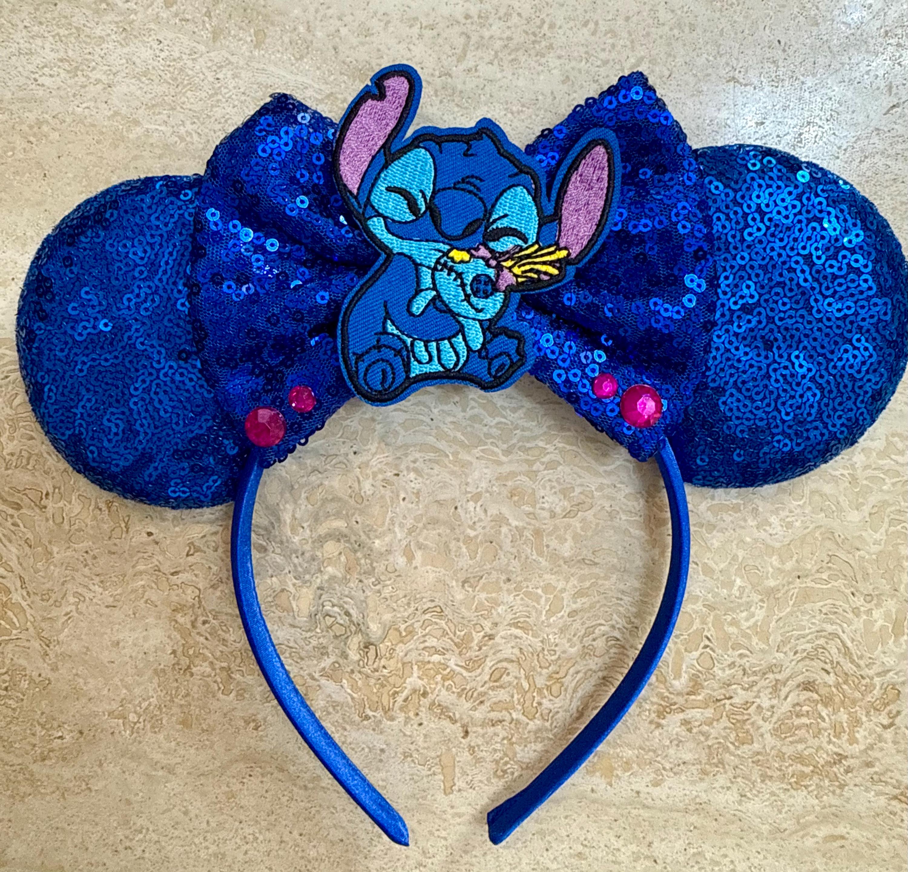 Disney Inspired Handmade STITCH Blue Sequins Ears - NWOT WDW - Epcot World Showcase France - Disneyland Paris Stitch  main image 2