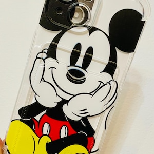 Custodia per iPhone 15 ispirata a Topolino con tasca per portafoglio/scomparto per carte/portadocumenti.