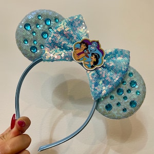 ALADDIN Jasmine, Abu, Genie inspired Mickey / Minnie Mouse ears headband. Disney headband. Disney ears. Lightweight.