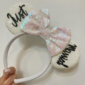 JUST MARRIED inspired Mickey / Minnie Mouse ears headband. lightweight.