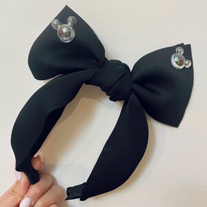 Minnie Mouse Black Bow inspired Headband with embellishment. standard size. lightweight.